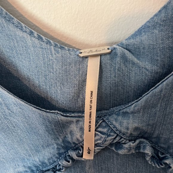 Large blue denim-look smock style dress - Picture 3 of 3